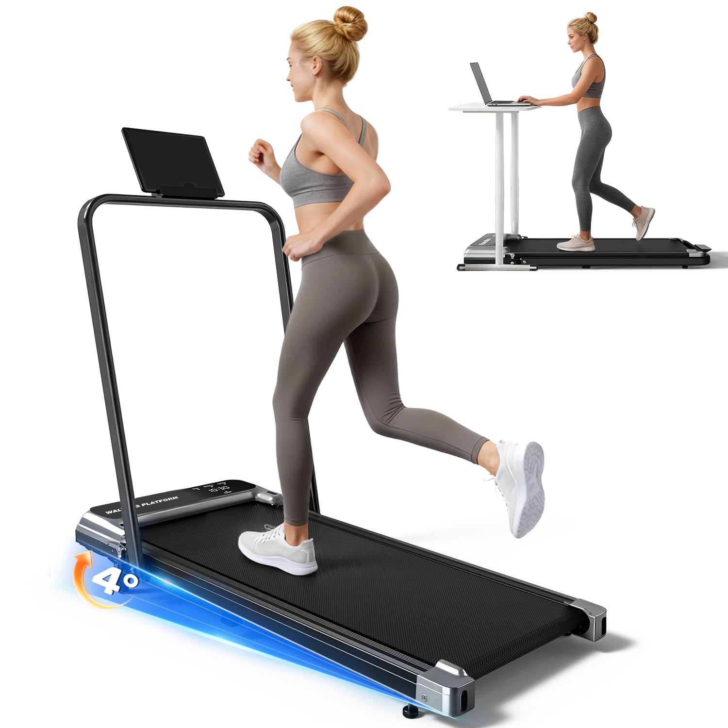3-in-1 Walking Pad with Safety Handrails