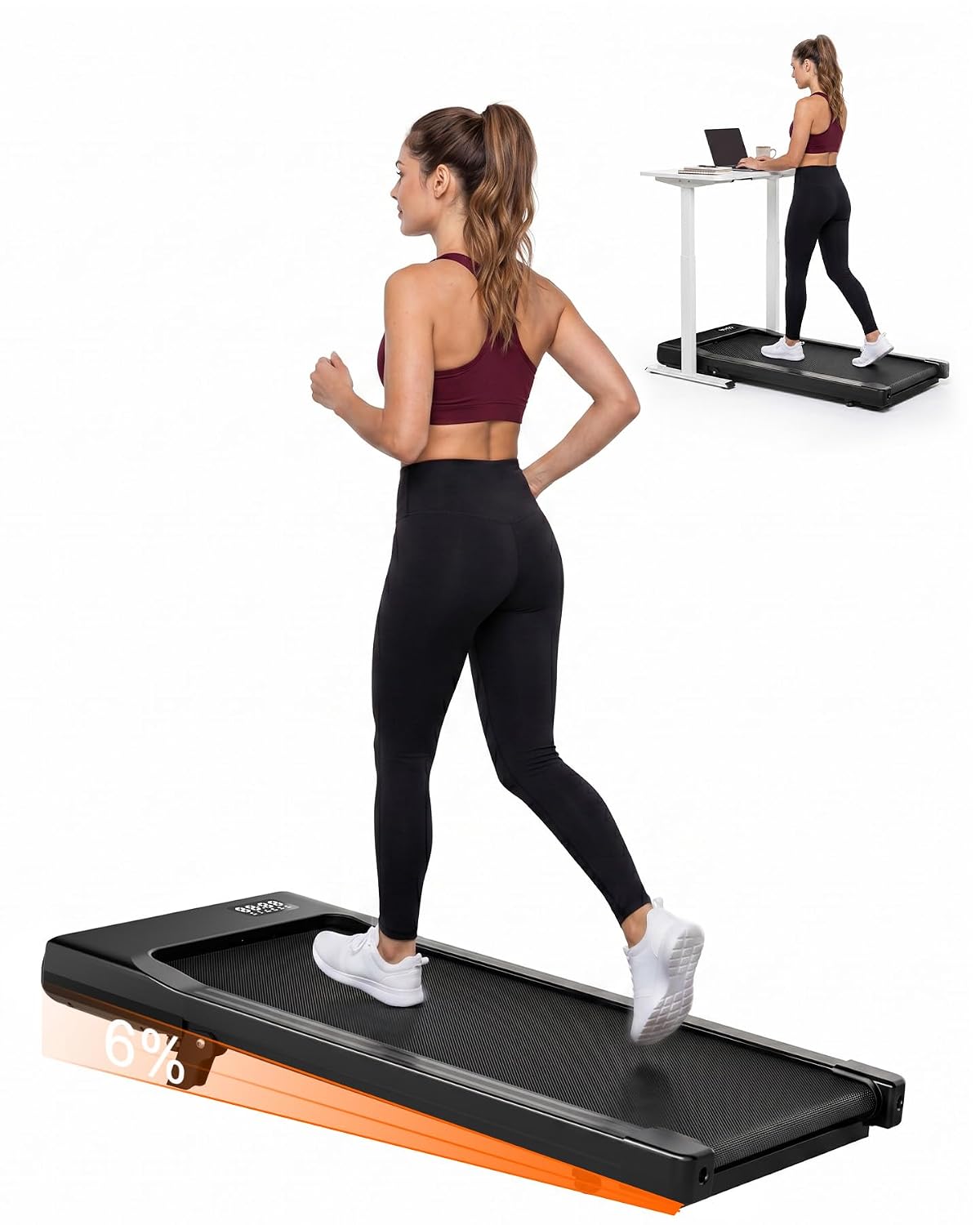 6% Incline Walking Pad, Orange Trim
