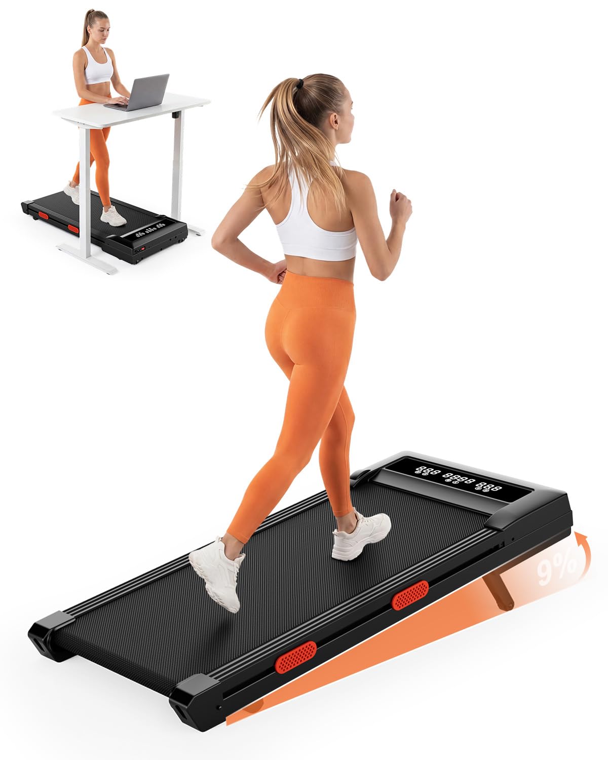 9% Auto Incline Walking Pad, Sunset Orange