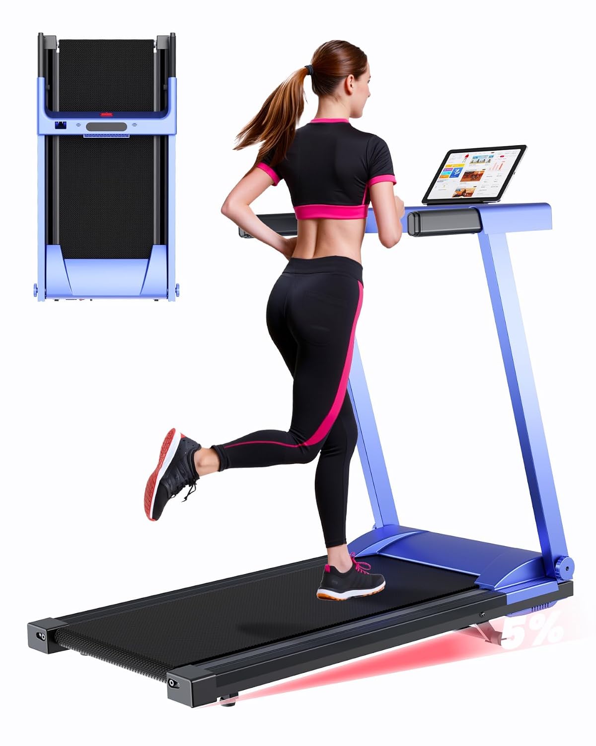 Smart 3-in-1 Incline Treadmill, Pink and Blue